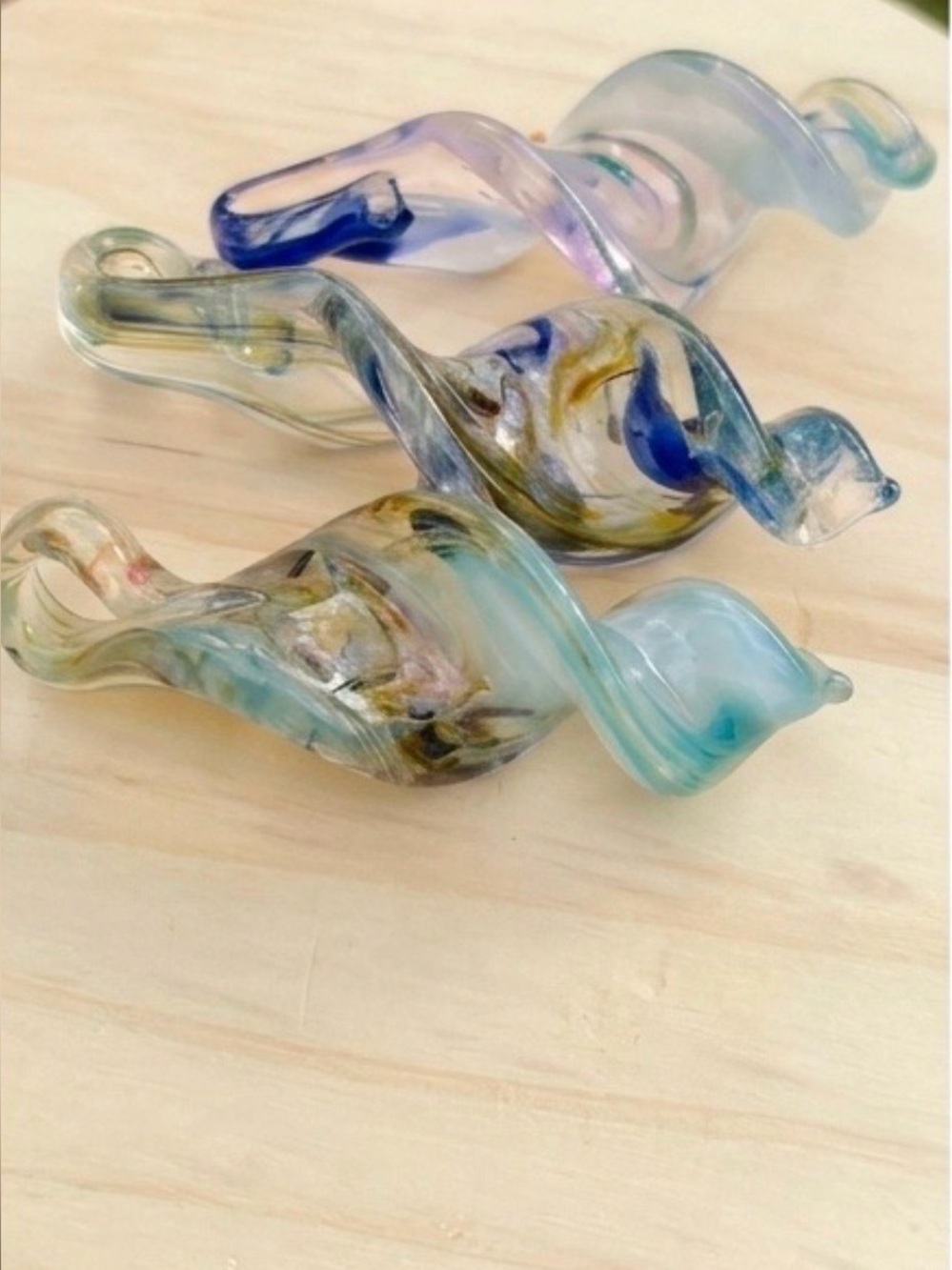 Vintage Handblown Glass Hanging Ornaments – Multicolour Set of 3